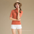 Nuevo diseño hermoso suéter patrones naranja alto cuello tejer suéter de cachemira